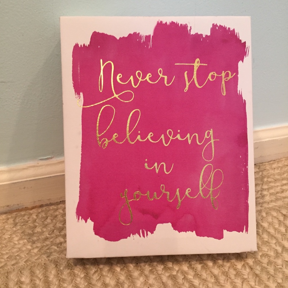 Pink Paint Gold Positive Quote Wall Painting Decor